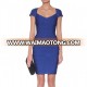 Blue Round Neck Cap Sleeve Mini High Quality Bandage Dress