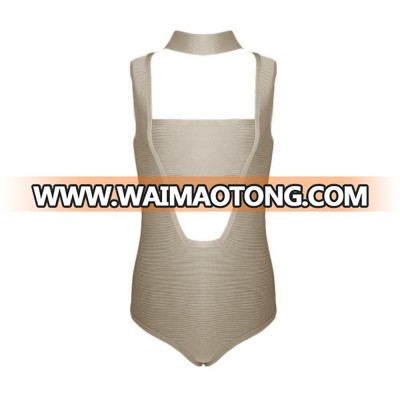 Promotion Nude Halter Sleeveless One Piece Cut Out Backless High Quality Bandage Swimwear