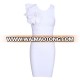 2018 promotion White Round Neck Short Sleeve Over Knee Shoulder- Embellished High Quality Bandage Dress