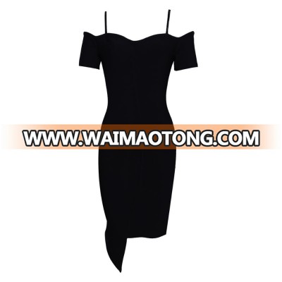 2018 Promotion In stock Black Fashion Mini bandage dress for Party